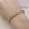 Oro Laminado Individual Bangle, Gold Filled Style Diamond Cutting Finish, Tricolor, 07.170.0028