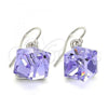 Rhodium Plated Dangle Earring, with Amethyst Swarovski Crystals, Polished, Rhodium Finish, 02.239.0002.2