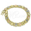 Oro Laminado Fancy Bracelet, Gold Filled Style Apple Design, Diamond Cutting Finish, Tricolor, 03.380.0061.08