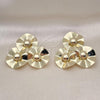 Oro Laminado Stud Earring, Gold Filled Style Flower Design, Polished, Golden Finish, 02.213.0671