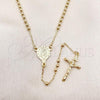 Gold Tone Thin Rosary, Altagracia and Crucifix Design, Polished, Golden Finish, 09.213.0002.18.GT