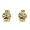 Oro Laminado Stud Earring, Gold Filled Style Love Knot Design, Diamond Cutting Finish, Golden Finish, 02.63.2385