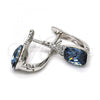Rhodium Plated Huggie Hoop, with White and Denin Blue Swarovski Crystals, Polished, Rhodium Finish, 02.26.0054