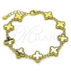 Oro Laminado Fancy Bracelet, Gold Filled Style Four-leaf Clover and Hollow Design, Polished, Golden Finish, 03.213.0341.07