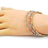 Oro Laminado Trio Bangle, Gold Filled Style Diamond Cutting Finish, Tricolor, 07.170.0022