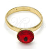 Oro Laminado Multi Stone Ring, Gold Filled Style with Light Siam Swarovski Crystals, Polished, Golden Finish, 01.239.0009.8 (One size fits all)