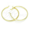 Oro Laminado Large Hoop, Gold Filled Style Hollow Design, Diamond Cutting Finish, Golden Finish, 02.213.0150.50