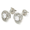 Sterling Silver Stud Earring, with White Cubic Zirconia, Polished, Rhodium Finish, 02.369.0005