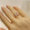 Oro Laminado Multi Stone Ring, Gold Filled Style with Multicolor Cubic Zirconia, Polished, Golden Finish, 01.346.0020.1.07