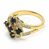 Oro Laminado Multi Stone Ring, Gold Filled Style with Black and White Cubic Zirconia, Polished, Golden Finish, 01.365.0006.07 (Size 7)