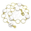 Oro Laminado Fancy Anklet, Gold Filled Style with Ivory Pearl, Polished, Golden Finish, 03.386.0024.10