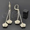 Oro Laminado Long Earring, Gold Filled Style Flower Design, with  Cubic Zirconia, Golden Finish, 5.110.003
