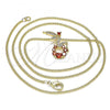 Oro Laminado Pendant Necklace, Gold Filled Style Angel Design, with Garnet Cubic Zirconia and White Micro Pave, Polished, Golden Finish, 04.156.0458.2.20