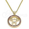 Oro Laminado Pendant Necklace, Gold Filled Style Little Girl Design, with Ruby Micro Pave, Polished, Golden Finish, 04.156.0105.2.20