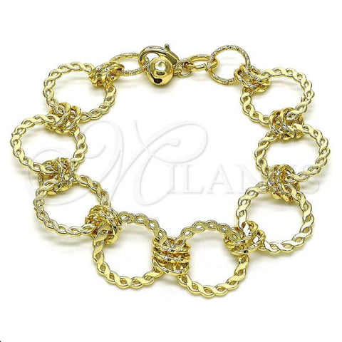 Oro Laminado Fancy Bracelet, Gold Filled Style Diamond Cutting Finish, Golden Finish, 03.331.0251.09