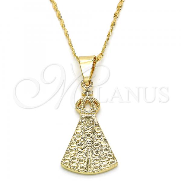 Oro Laminado Pendant Necklace, Gold Filled Style Altagracia Design, Polished, Golden Finish, 04.179.0001.18