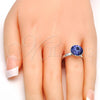 Rhodium Plated Multi Stone Ring, with Tanzanite Swarovski Crystals, Polished, Rhodium Finish, 01.239.0001.3 (One size fits all)