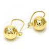 Oro Laminado Leverback Earring, Gold Filled Style Ball Design, Polished, Golden Finish, 02.168.0035