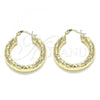 Oro Laminado Medium Hoop, Gold Filled Style Hollow Design, Diamond Cutting Finish, Golden Finish, 02.213.0313.30