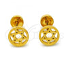 Stainless Steel Stud Earring, Star of David Design, Polished, Golden Finish, 02.271.0018