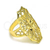 Oro Laminado Elegant Ring, Gold Filled Style Flower and Arrow Design, Diamond Cutting Finish, Golden Finish, 01.233.0032.09