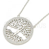 Sterling Silver Pendant Necklace, Tree Design, with White Micro Pave, Polished, Rhodium Finish, 04.336.0133.16