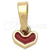 Oro Laminado Fancy Pendant, Gold Filled Style Heart Design, Red Enamel Finish, Golden Finish, 05.163.0075.3