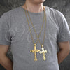Stainless Steel Pendant Necklace, Crucifix Design, Polished, Golden Finish, 04.116.0049.30