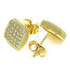 Oro Laminado Stud Earring, Gold Filled Style with White Cubic Zirconia, Polished, Golden Finish, 02.344.0049