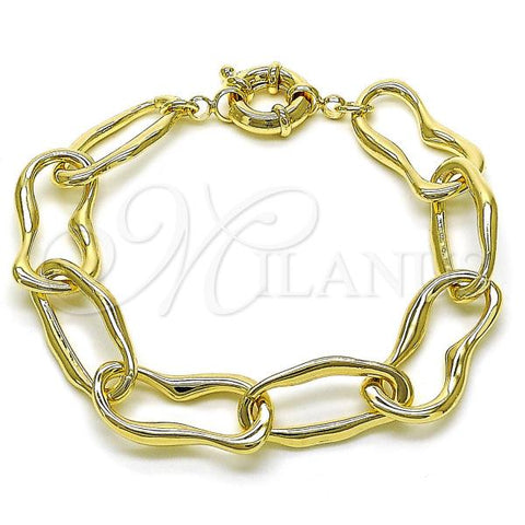 Oro Laminado Fancy Bracelet, Gold Filled Style Rolo Design, Polished, Golden Finish, 03.415.0018.08