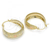 Oro Laminado Medium Hoop, Gold Filled Style Flower Design, Polished, Tricolor, 02.106.0002.1.30