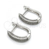 Sterling Silver Huggie Hoop, with White Micro Pave, Polished, Rhodium Finish, 02.175.0043.15