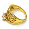 Oro Laminado Multi Stone Ring, Gold Filled Style with White Cubic Zirconia, Polished, Golden Finish, 01.118.0071.08 (Size 8)