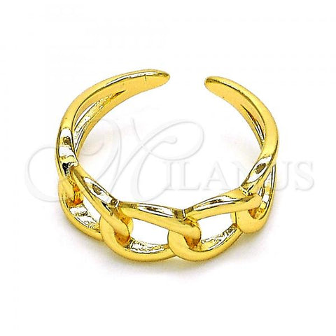 Oro Laminado Multi Stone Ring, Gold Filled Style Curb Design, Polished, Golden Finish, 01.310.0030