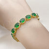 Oro Laminado Tennis Bracelet, Gold Filled Style with Green Cubic Zirconia, Polished, Golden Finish, 03.424.0004.1.07