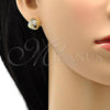 Oro Laminado Earring and Pendant Adult Set, Gold Filled Style with White Cubic Zirconia, Polished, Golden Finish, 10.59.0248