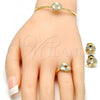 Oro Laminado Earring and Pendant Children Set, Gold Filled Style Flower and Heart Design, with White Cubic Zirconia, Polished, Golden Finish, 06.210.0018.1