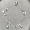 Sterling Silver Charm Bracelet, Star Design, Polished, Silver Finish, 03.397.0011.07