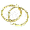 Oro Laminado Large Hoop, Gold Filled Style Hollow Design, Diamond Cutting Finish, Golden Finish, 02.213.0313.60