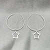 Sterling Silver Small Hoop, Star Design, Polished, Silver Finish, 02.401.0012.25