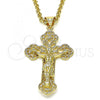 Oro Laminado Religious Pendant, Gold Filled Style Crucifix Design, Polished, Golden Finish, 05.100.0003