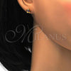 Stainless Steel Stud Earring, Flower Design, with Pink Crystal, Polished, Golden Finish, 02.271.0019.11