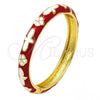 Oro Laminado Individual Bangle, Gold Filled Style Flower Design, Red Enamel Finish, Golden Finish, 07.246.0002.4.02 (08 MM Thickness, Size 2 - 1.75 Diameter)