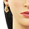 Oro Laminado Stud Earring, Gold Filled Style Teardrop and Hollow Design, Polished, Golden Finish, 02.428.0045