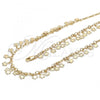 Oro Laminado Necklace and Bracelet, Gold Filled Style Flower Design, Polished, Golden Finish, 06.105.0010