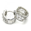 Rhodium Plated Huggie Hoop, Teardrop and Leaf Design, with White Cubic Zirconia, Polished, Rhodium Finish, 02.210.0090.7.15