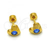 Stainless Steel Stud Earring, Heart Design, with Blue Topaz Crystal, Polished, Golden Finish, 02.271.0004.4