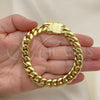 Oro Laminado Basic Bracelet, Gold Filled Style Miami Cuban Design, Polished, Golden Finish, 03.278.0002.08