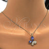 Oro Laminado Pendant Necklace, Gold Filled Style Butterfly Design, with Tanzanite and Aurore Boreale Swarovski Crystals, Polished, Golden Finish, 04.239.0043.6.18