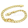 Oro Laminado Fancy Bracelet, Gold Filled Style Curb Design, with Brown Cubic Zirconia and White Crystal, Polished, Golden Finish, 03.59.0030.08